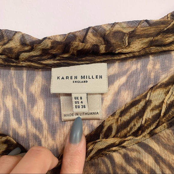 Karen Millen Animal Print Sheer Top - Picture 3 of 7
